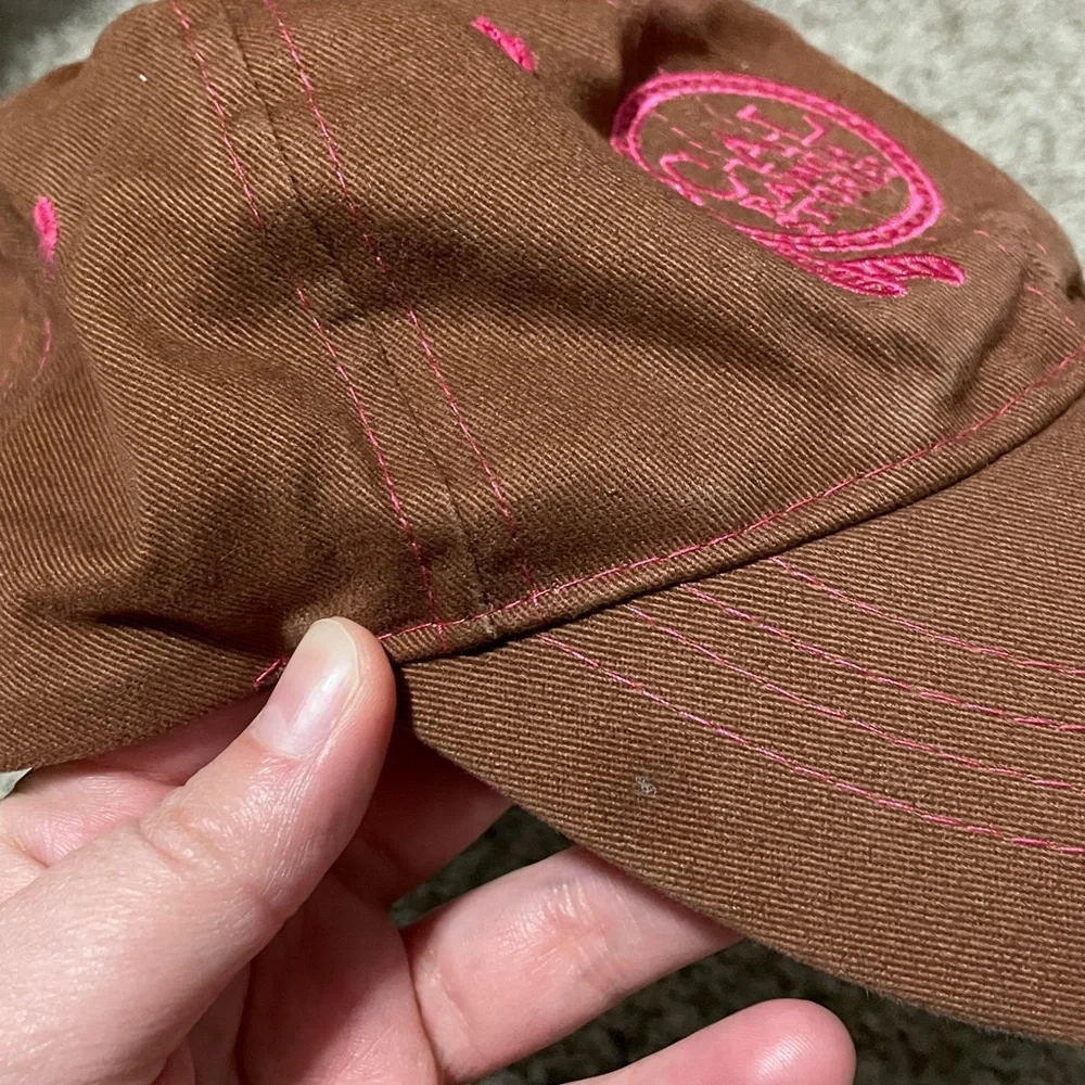 Embroidered Cal Ranch Brown and Pink Hat